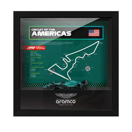 Aston Martin F1 Mapa del Circuito Fernando Alonso Exhibición de coches en miniatura enmarcada