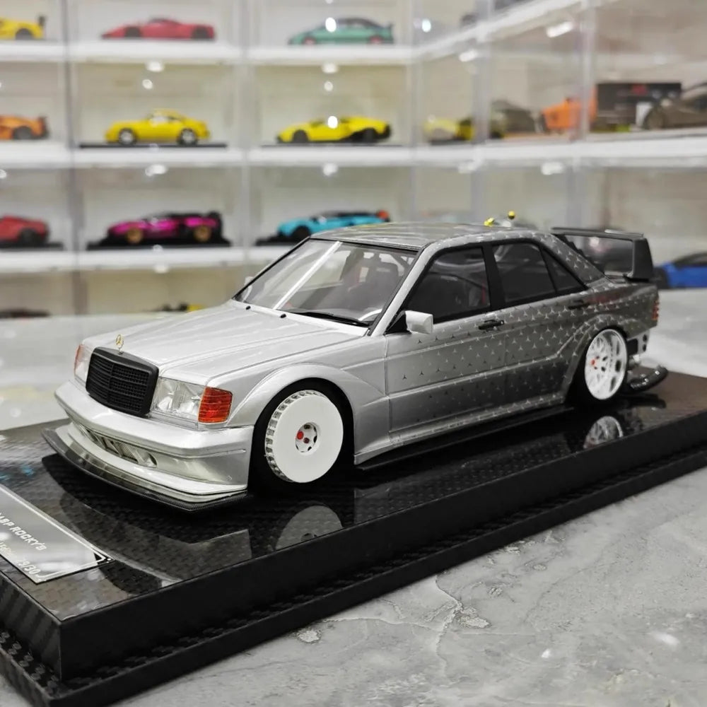 [VIP] 1:18 Mercedes-Benz 1990 W201 190E 2.5-16 Evo 2 A$AP Rocky Silver Star Model Car Resin