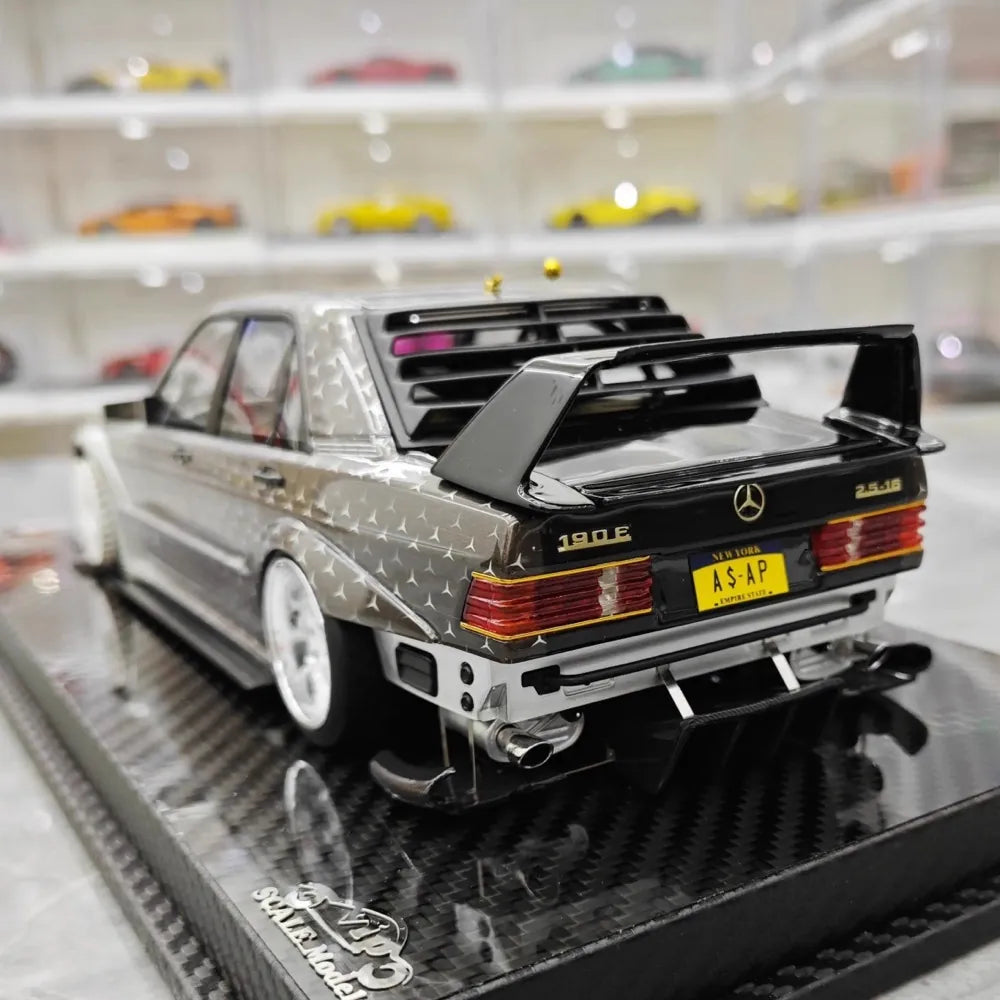 [VIP] 1:18 Mercedes-Benz 1990 W201 190E 2.5-16 Evo 2 A$AP Rocky Silver Star Model Car Resin