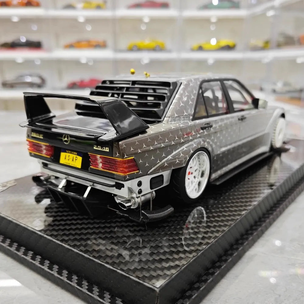 [VIP] 1:18 Mercedes-Benz 1990 W201 190E 2.5-16 Evo 2 A$AP Rocky Silver Star Model Car Resin