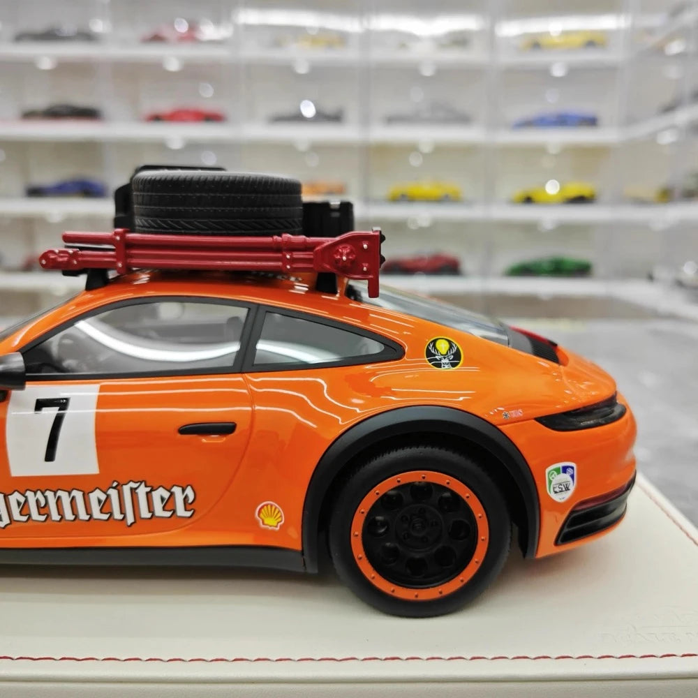 [VIP] 1:18 Porsche 2018 911 992 Carrera Safari Rally Orange Model Car Resin