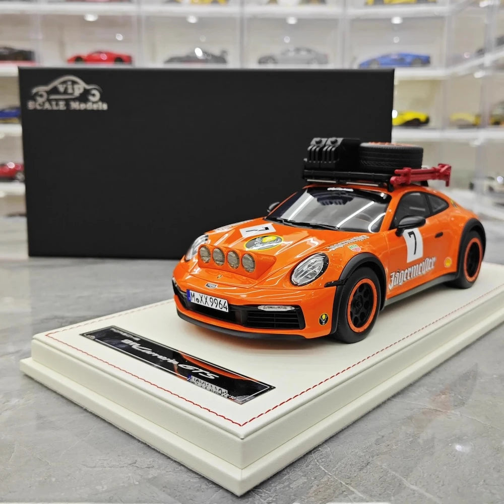 [VIP] 1:18 Porsche 2018 911 992 Carrera Safari Rally Orange Model Car Resin