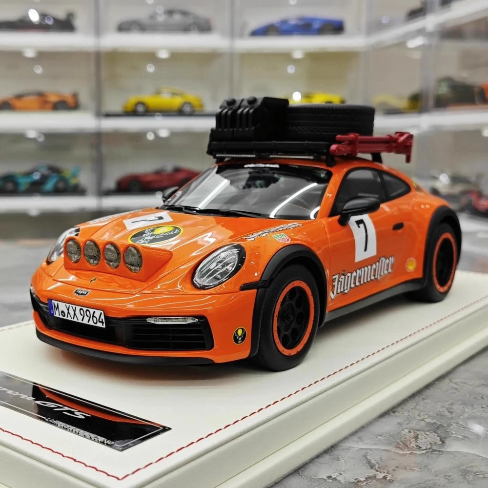 [VIP] 1:18 Porsche 2018 911 992 Carrera Safari Rally Orange Model Car Resin