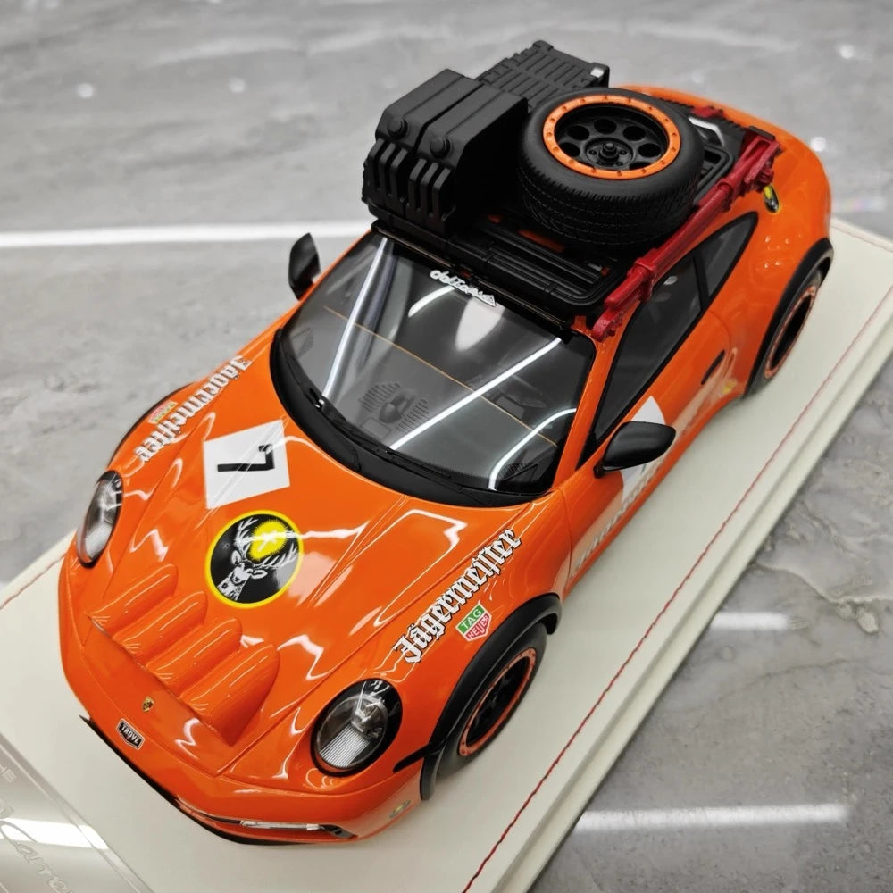 [VIP] 1:18 Porsche 2018 911 992 Carrera Safari Rally Orange Model Car Resin