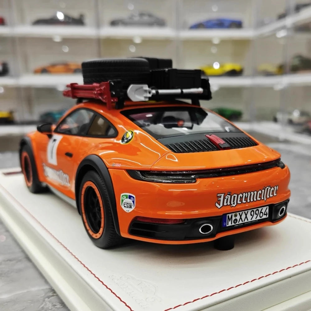 [VIP] 1:18 Porsche 2018 911 992 Carrera Safari Rally Orange Model Car Resin