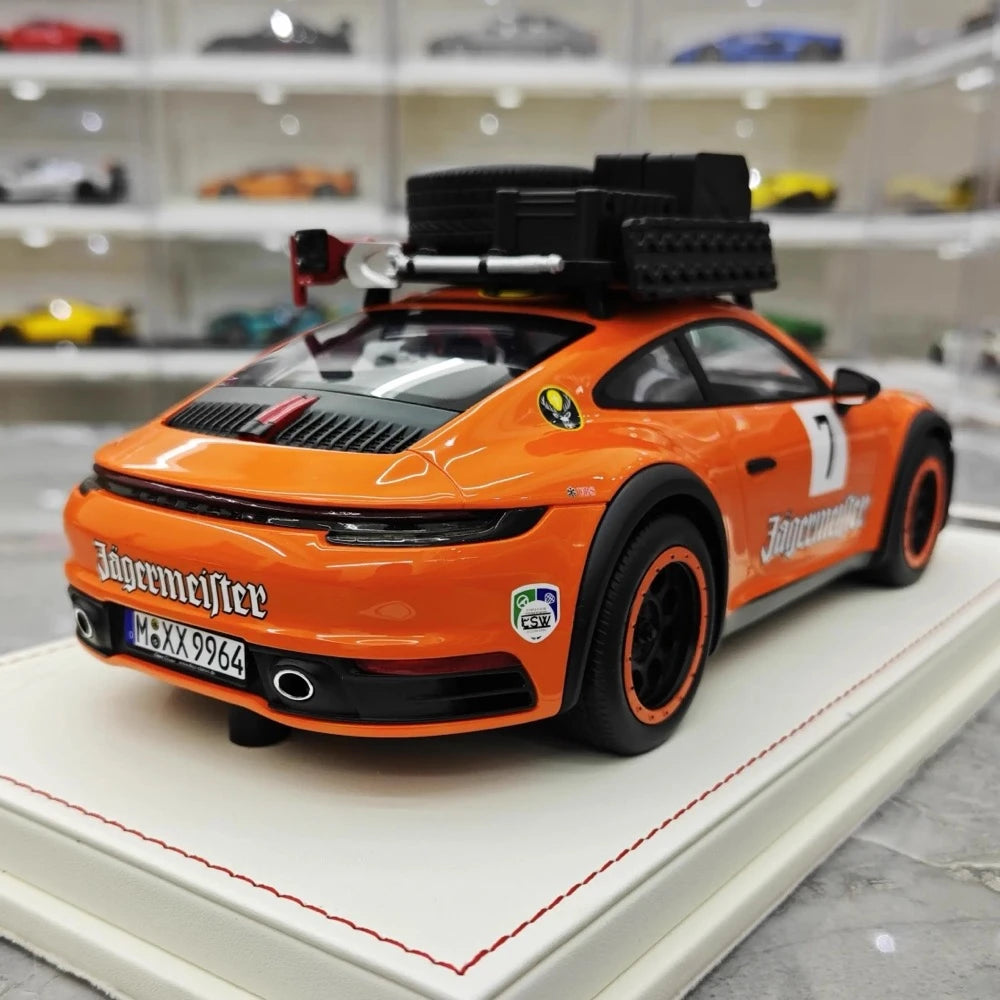 [VIP] 1:18 Porsche 2018 911 992 Carrera Safari Rally Orange Model Car Resin