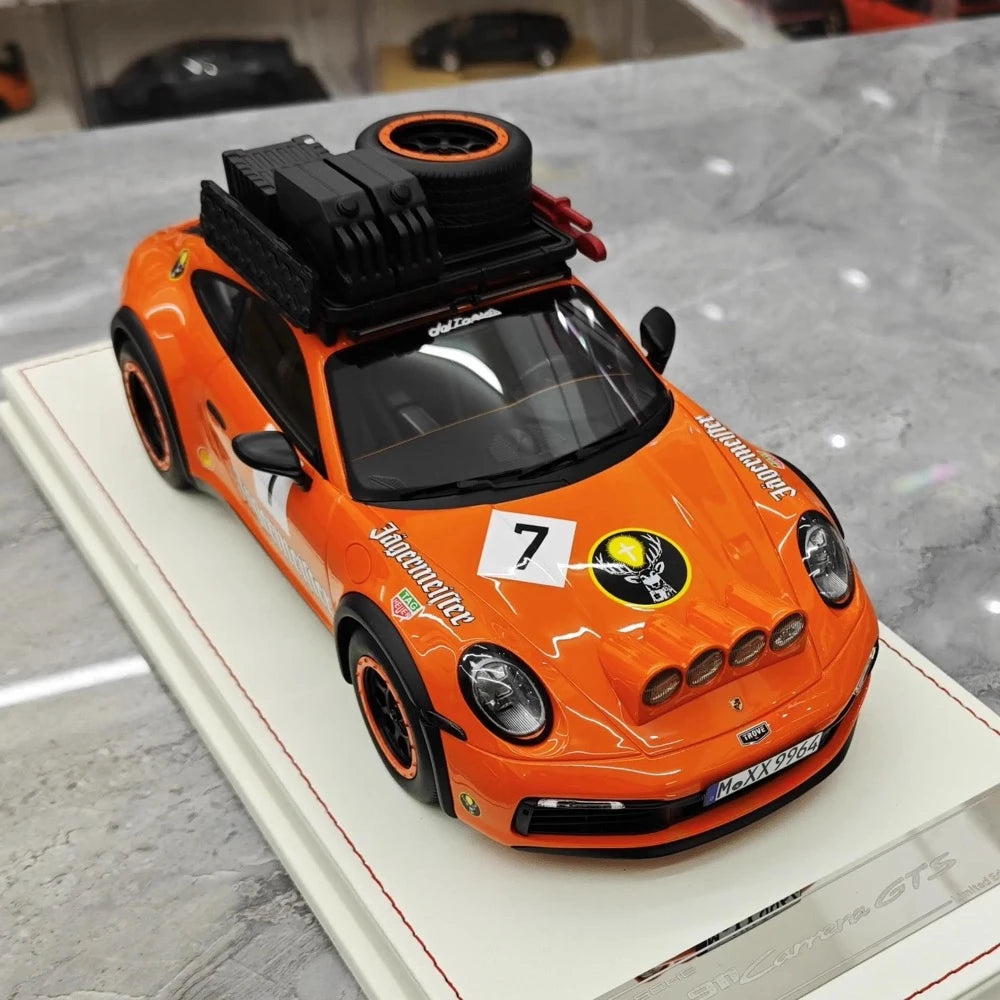 [VIP] 1:18 Porsche 2018 911 992 Carrera Safari Rally Orange Model Car Resin