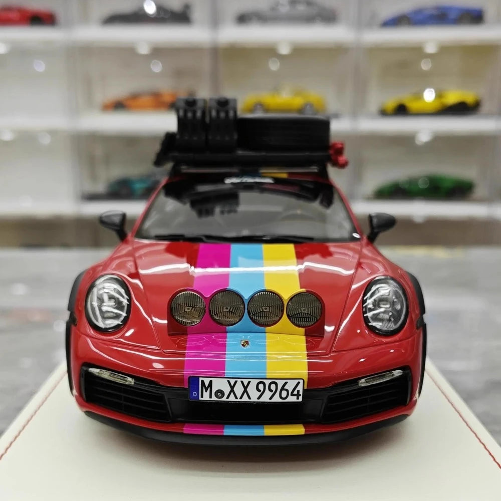 [VIP] 1:18 Porsche 2018 911 992 Carrera Safari Rally rouge voiture miniature Resin