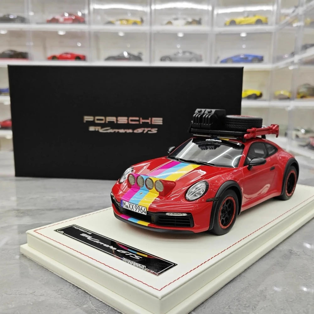 [VIP] 1:18 Porsche 2018 911 992 Carrera Safari Rally Red Model Car Resin