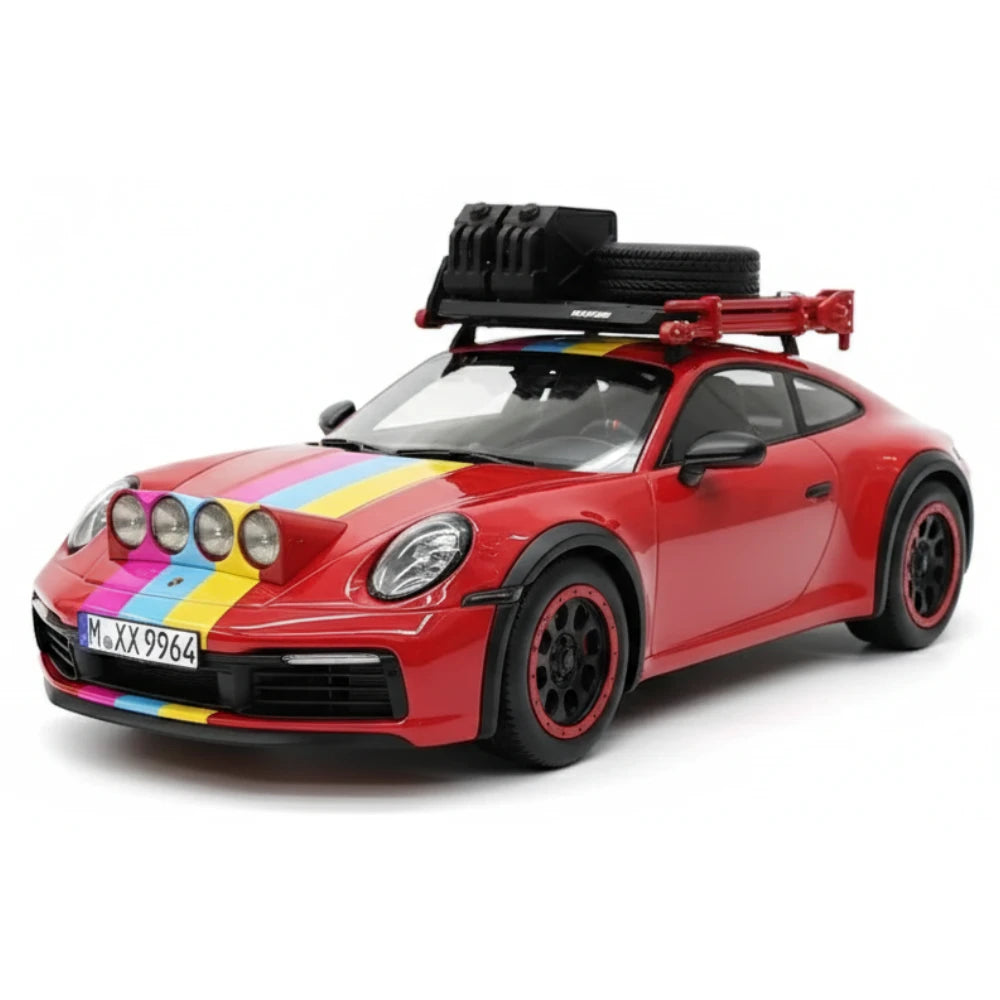[VIP] 1:18 Porsche 2018 911 992 Carrera Safari Rally Red Model Car Resin