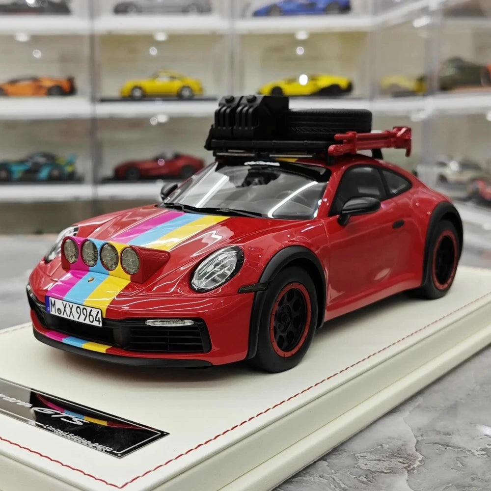 [VIP] 1:18 Porsche 2018 911 992 Carrera Safari Rally Red Model Car Resin