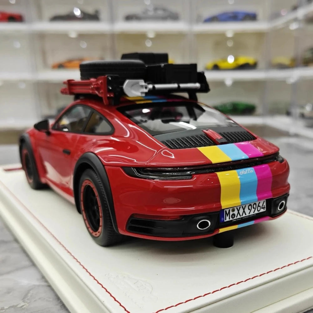 [VIP] 1:18 Porsche 2018 911 992 Carrera Safari Rally Red Model Car Resin