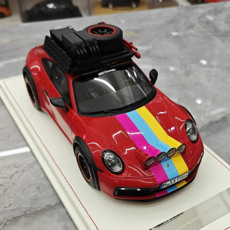 [VIP] 1:18 Porsche 2018 911 992 Carrera Safari Rally Red Model Car Resin