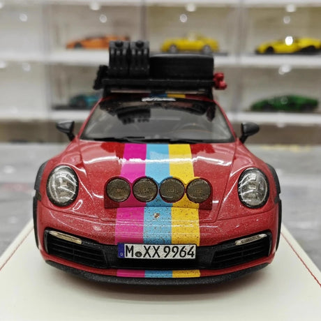 [VIP] 1:18 Porsche 2018 911 992 Carrera Safari Rally Red Dirty Model Car Resin