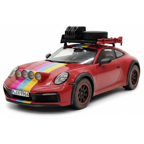 [VIP] 1:18 Porsche 2018 911 992 Carrera Safari Rally Red Dirty Model Car Resin