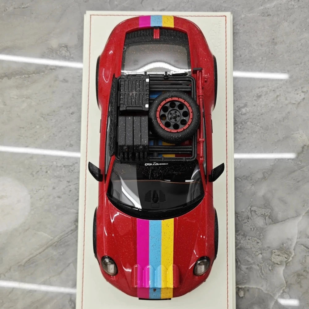 [VIP] 1:18 Porsche 2018 911 992 Carrera Safari Rally Red Dirty Model Car Resin