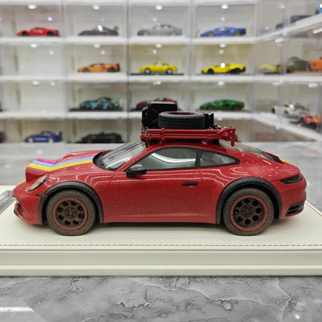 [VIP] 1:18 Porsche 2018 911 992 Carrera Safari Rally Red Dirty Model Car Resin