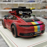 [VIP] 1:18 Porsche 2018 911 992 Carrera Safari Rally Red Dirty Model Car Resin