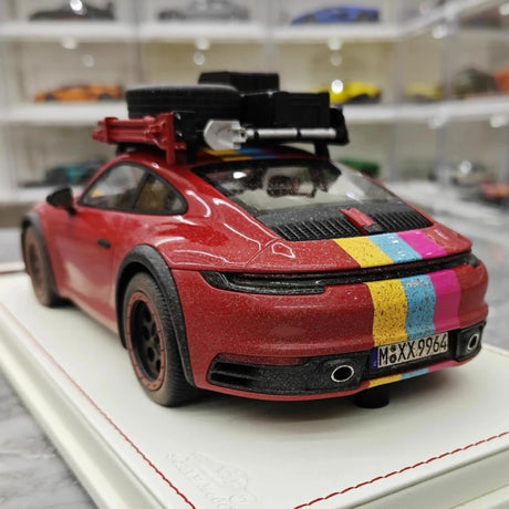 [VIP] 1:18 Porsche 2018 911 992 Carrera Safari Rally Red Dirty Model Car Resin
