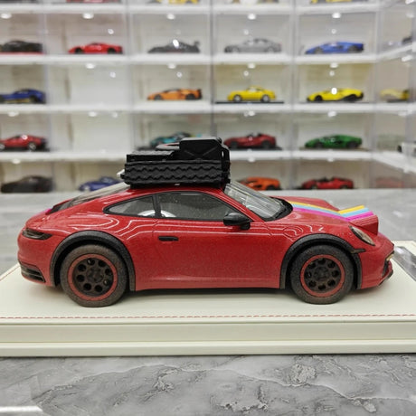 [VIP] 1:18 Porsche 2018 911 992 Carrera Safari Rally Red Dirty Model Car Resin
