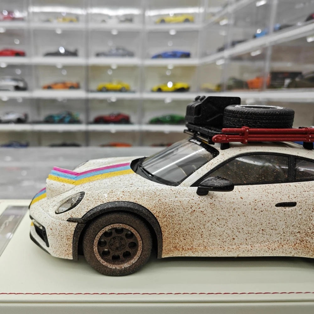 [VIP] 1:18 Porsche 2018 911 992 Carrera Safari Rally ホワイト Dirty モデルカー レジン