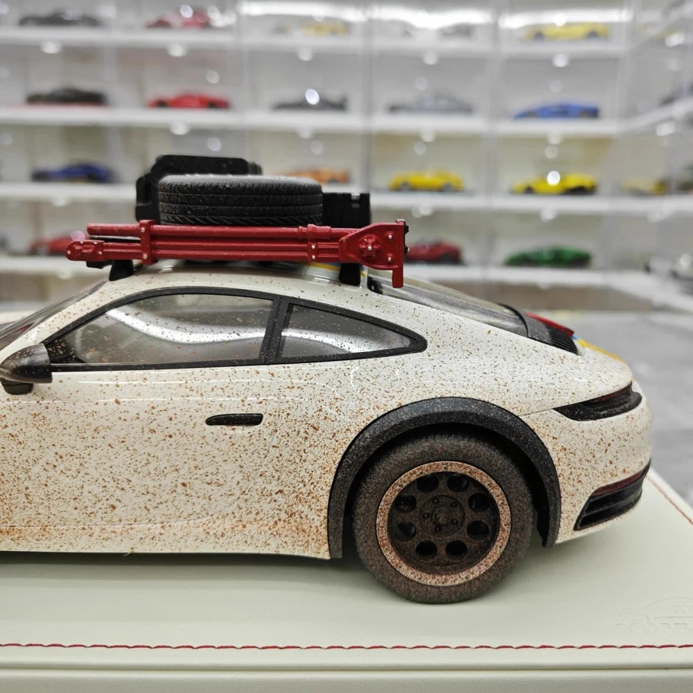 [VIP] 1:18 Porsche 2018 911 992 Carrera Safari Rally ホワイト Dirty モデルカー レジン