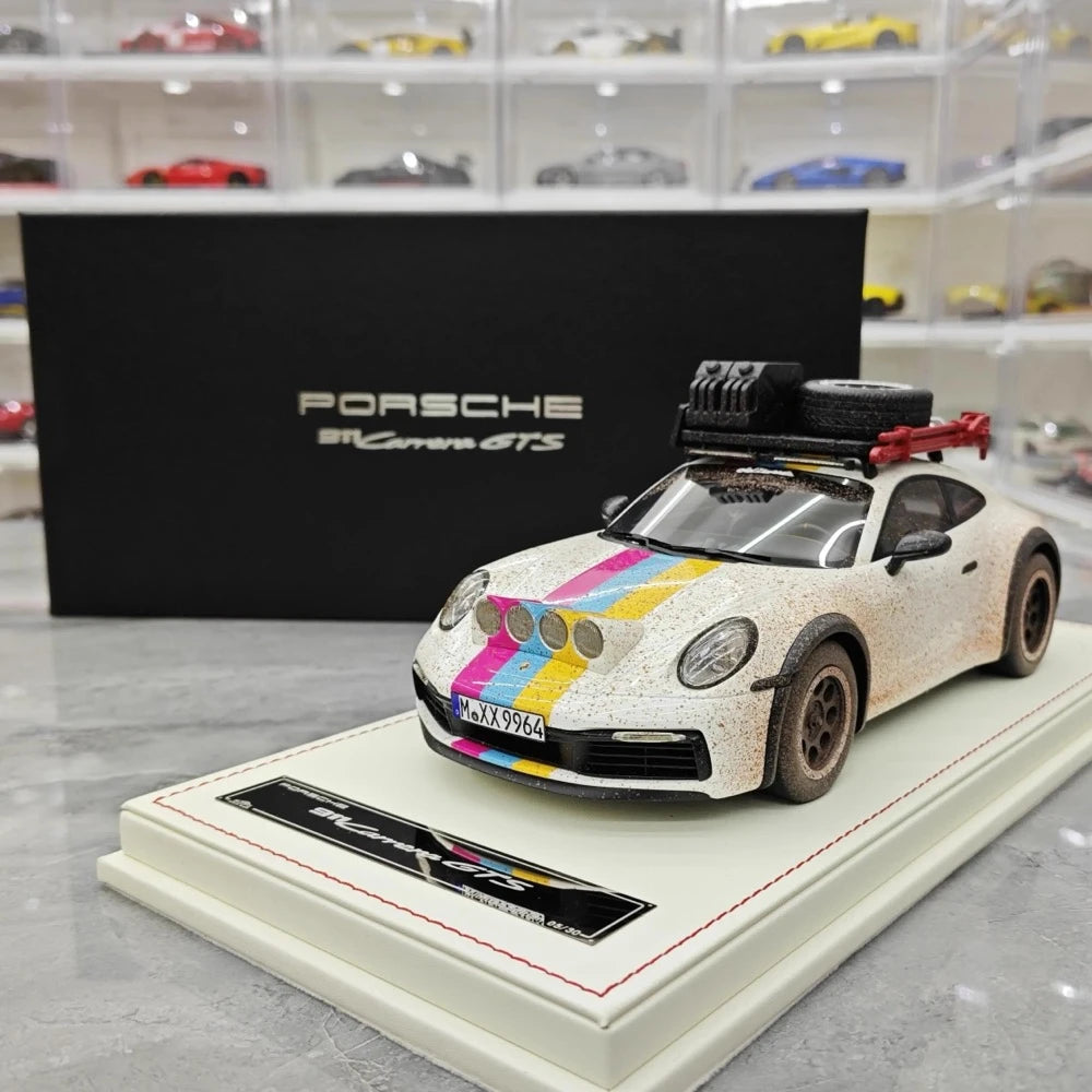 [VIP] 1:18 Porsche 2018 911 992 Carrera Safari Rally ホワイト Dirty モデルカー レジン