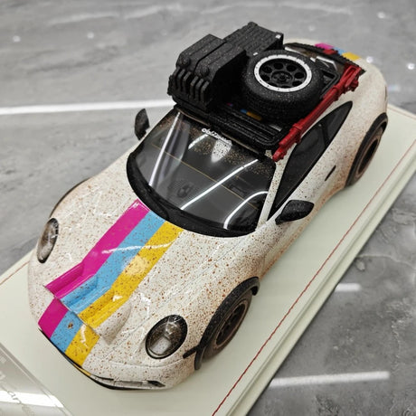 [VIP] 1:18 Porsche 2018 911 992 Carrera Safari Rally White Dirty Model Car Resin
