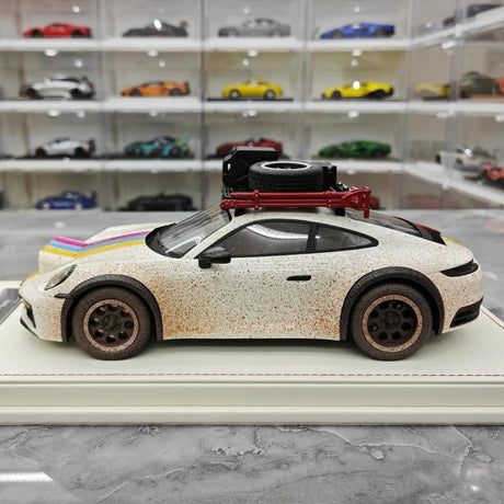 [VIP] 1:18 Porsche 2018 911 992 Carrera Safari Rally White Dirty Model Car Resin