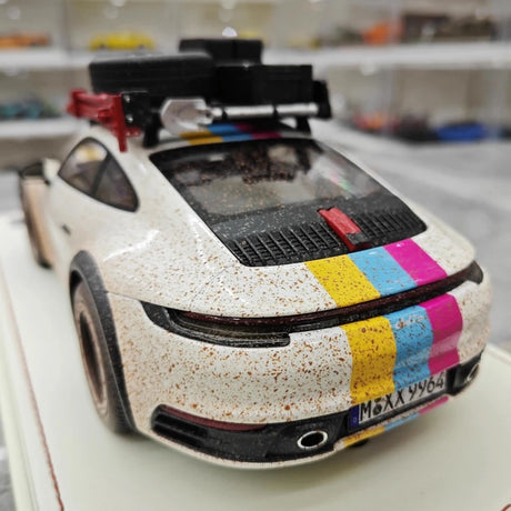 [VIP] 1:18 Porsche 2018 911 992 Carrera Safari Rally White Dirty Model Car Resin