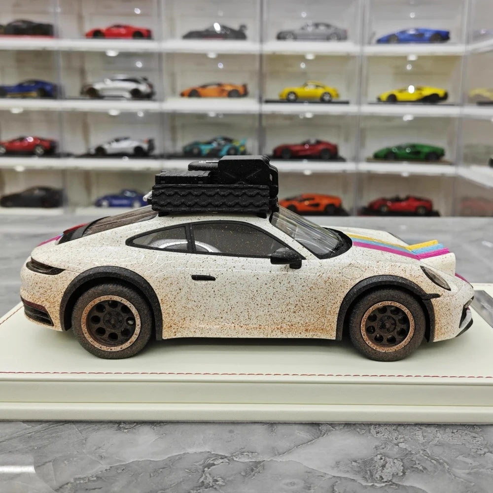 [VIP] 1:18 Porsche 2018 911 992 Carrera Safari Rally White Dirty Model Car Resin