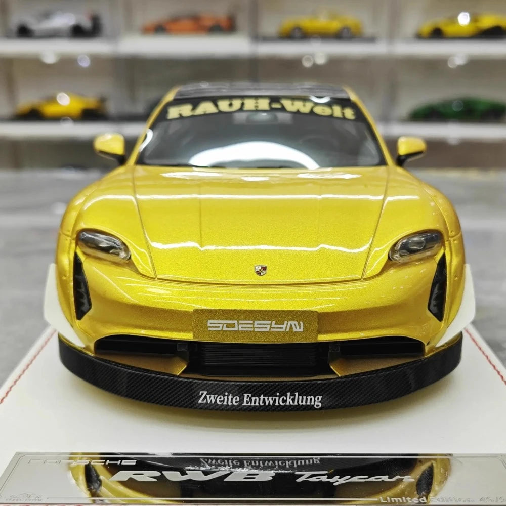 [VIP] 1:18 Porsche 2021 Taycan RWB Yellow Model Car Resin