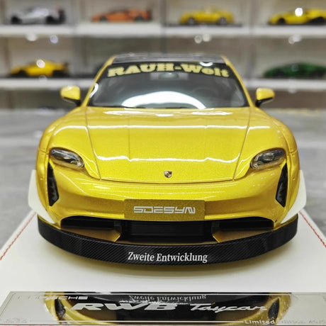 [VIP] 1:18 Porsche 2021 Taycan RWB Yellow Model Car Resin