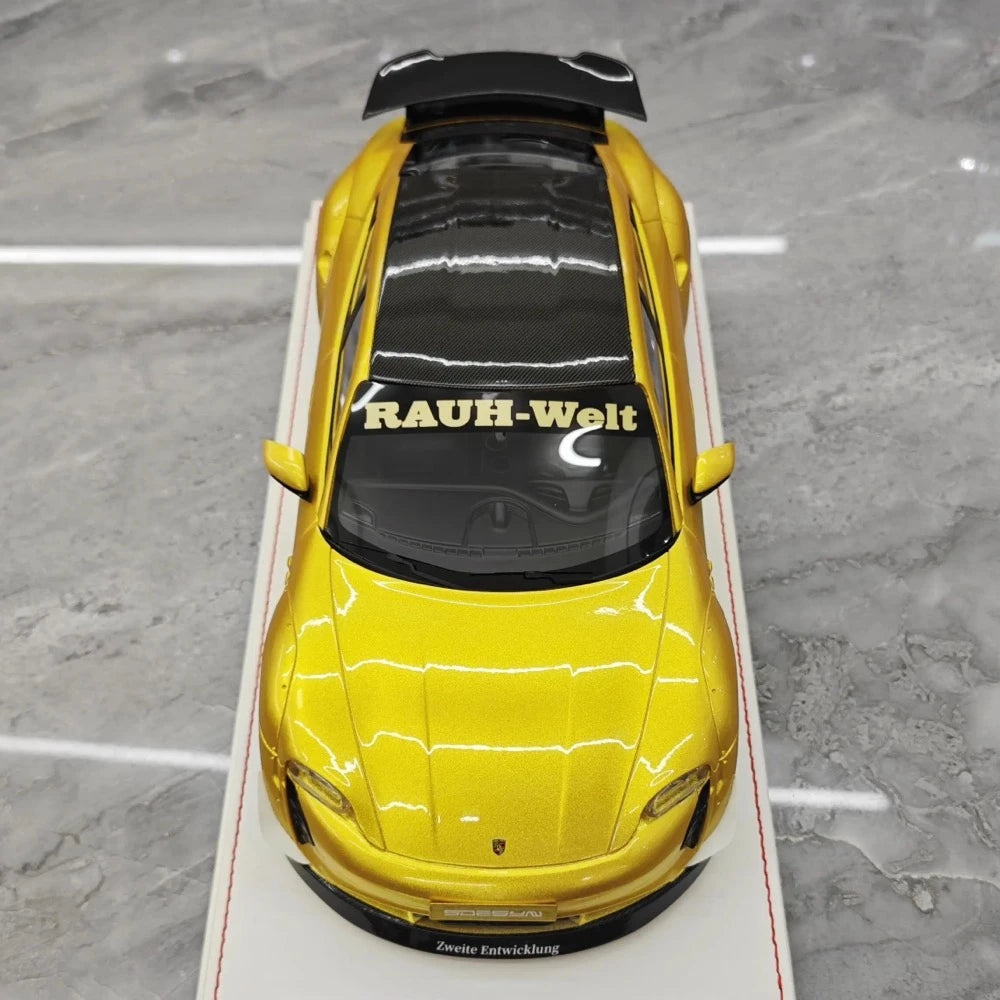 [VIP] 1:18 Porsche 2021 Taycan RWB Yellow Model Car Resin