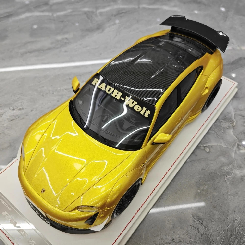 [VIP] 1:18 Porsche 2021 Taycan RWB Yellow Model Car Resin