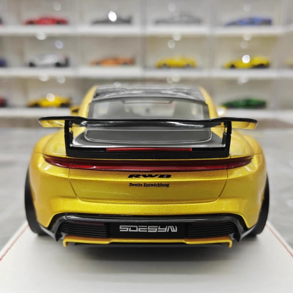[VIP] 1:18 Porsche 2021 Taycan RWB Yellow Model Car Resin