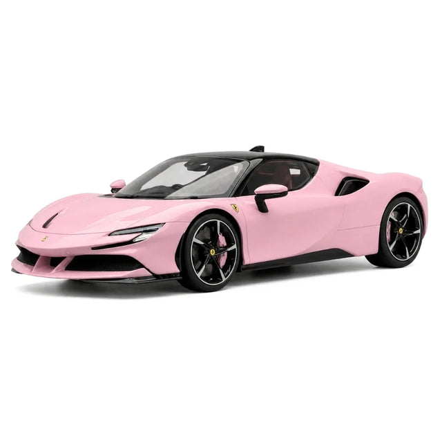 Fahrzeugkunst Ferrari 2019 SF90 Stradale Pink 1:18 – Sammelobjekt-Resin-Modellharz