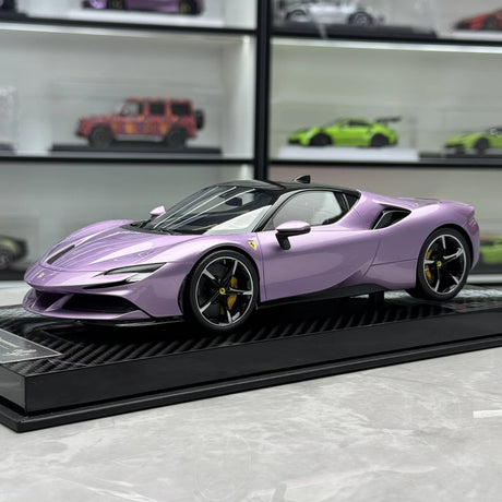 Arte del veicolo Ferrari 2019 SF90 Stradale Purple 1:18 – Resina modello in resina collezionabile