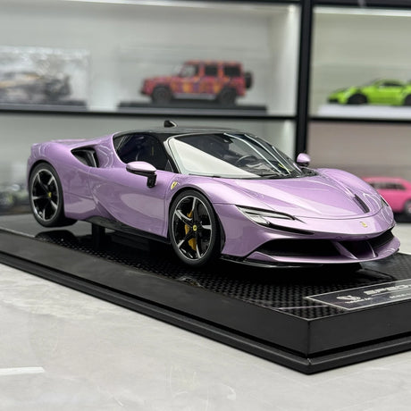Arte del veicolo Ferrari 2019 SF90 Stradale Purple 1:18 – Resina modello in resina collezionabile
