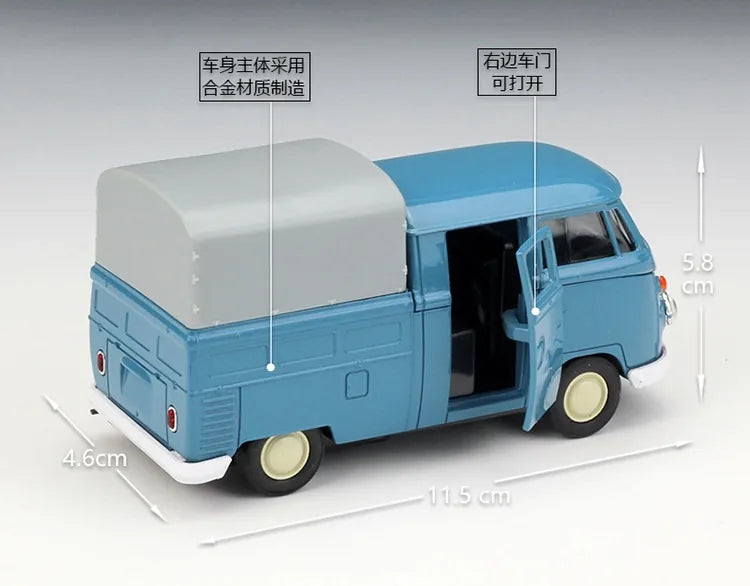 1:36 Volkswagen 1964 T1 Double Cabin Pick Up Die Cast Model Car