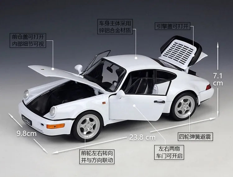 [Welly] 1:18 Porsche 1991 964 Turbo White Model Car Die-Cast