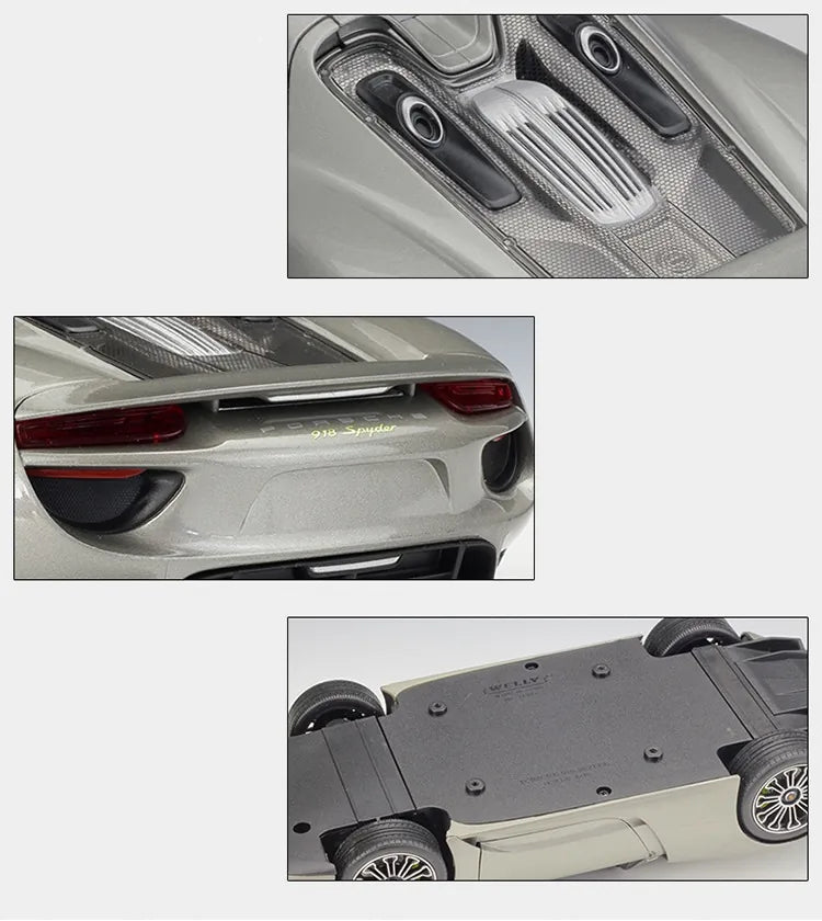 [Welly] 1:18 Porsche 2013 918 Convertible Gray Model Car Die-Cast