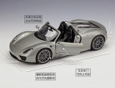 [Welly] 1:18 Porsche 2013 918 Convertible Gray Model Car Die-Cast