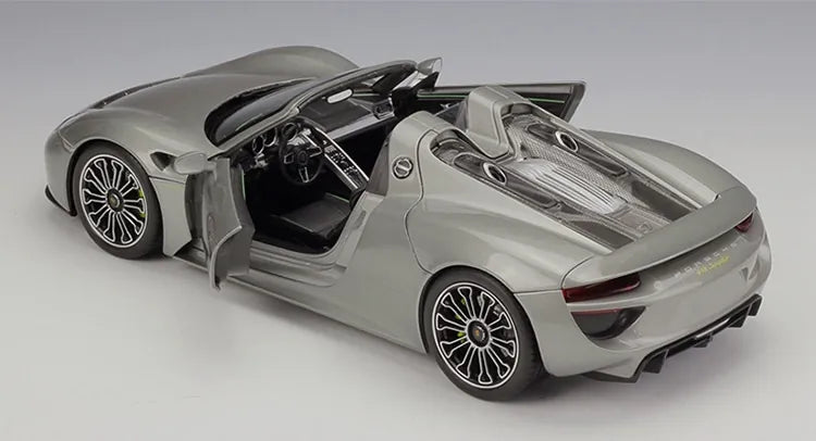 [Welly] 1:18 Porsche 2013 918 Convertible Gray Model Car Die-Cast