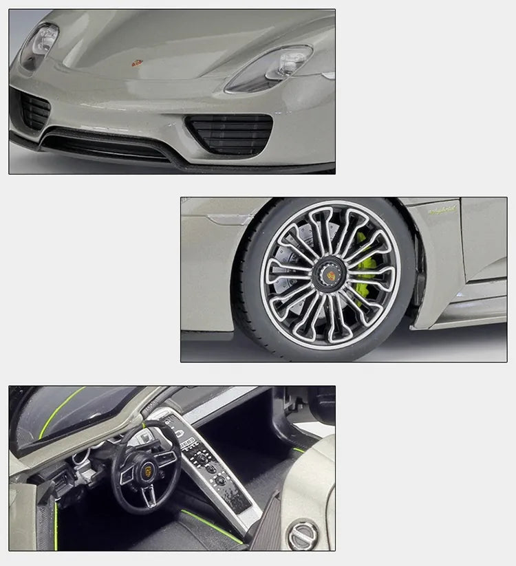 [Welly] 1:18 Porsche 2013 918 Convertible Gray Model Car Die-Cast