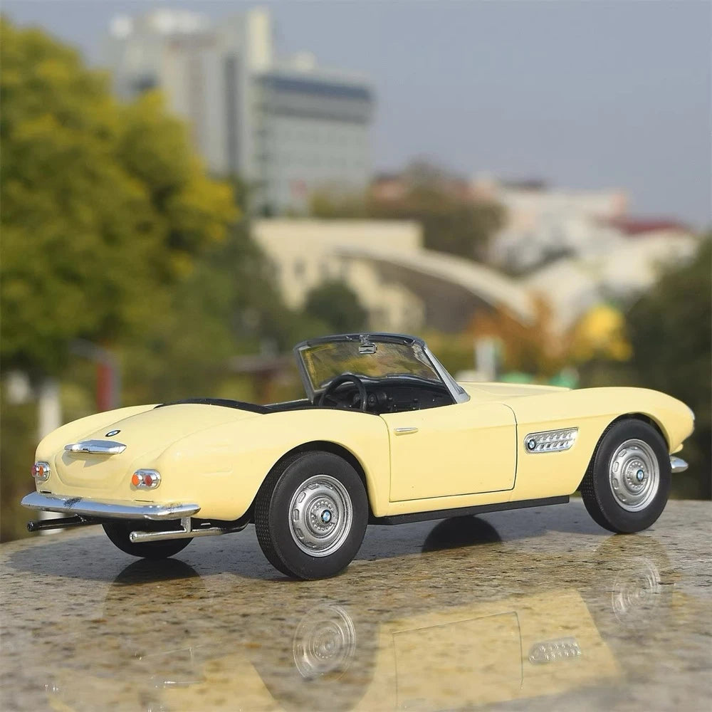[Welly] 1:24 BMW 1956 507 Convertible giallo modellino di auto Die-Cast