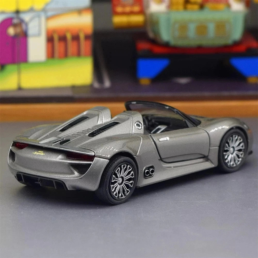 [Welly] 1:36 Porsche 2013 918 Convertible Gray Model Car Die-Cast