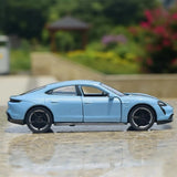 Welly Porsche 2019 Taycan Turbo S azul 1:36 – modelo de exposição em metal fundido