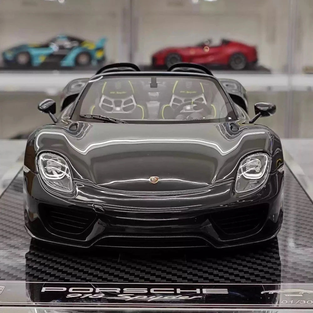 [YY] 1:18 Porsche 2013 918 Spyder Convertible nero modellino di auto resina