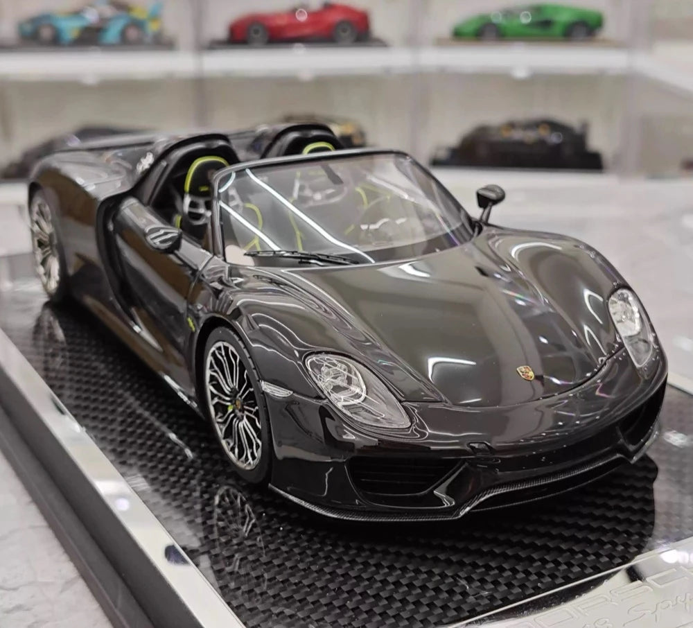 [YY] 1:18 Porsche 2013 918 Spyder Convertible Black Model Car Resin
